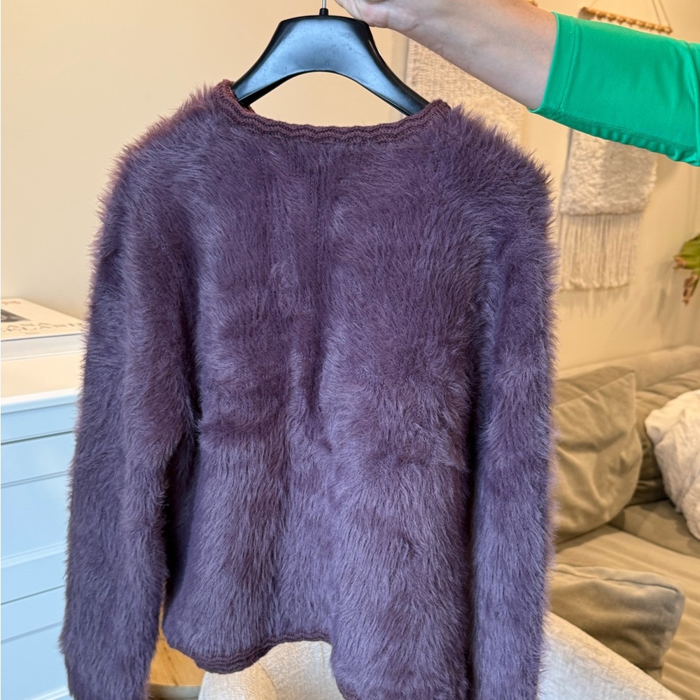 Zara Purple Faux Fur Fuzzy Cardigan M - Picture 7 of 14